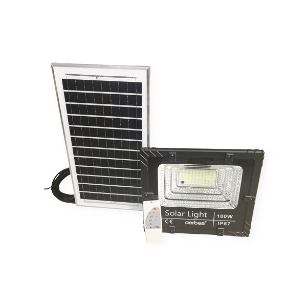 Ηλιακός Προβολέας 100W 98 LED Με Πάνελ Και Τηλεχειριστήριο Aerbes AB-T6100
