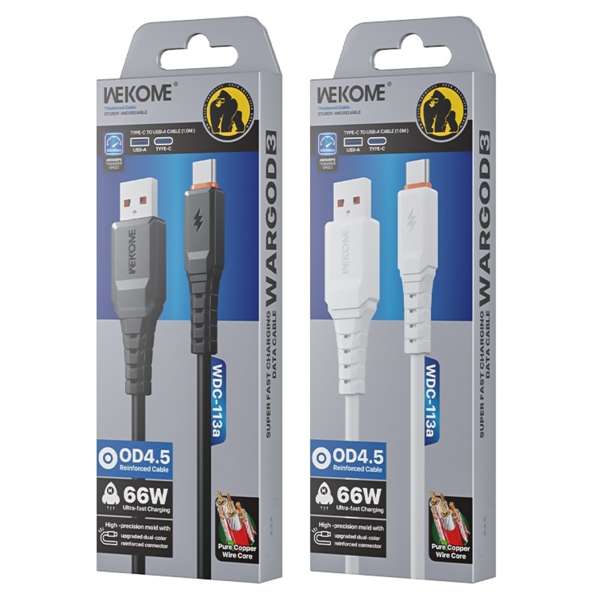 Καλώδιο Φόρτισης & Δεδομένων USB-A Σε Type-C 1m Wekome WDC-113A - Image 2