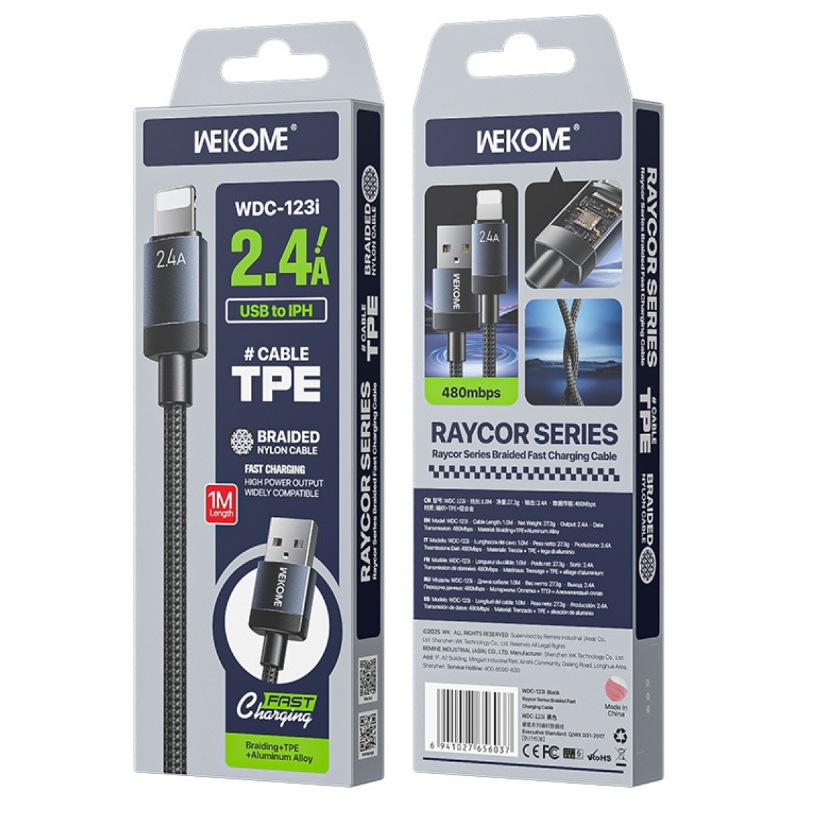 Καλώδιο Φόρτισης Και Δεδομένων USB-A Σε Lightning 1m 6A WEKOME WDC-123i - Image 2