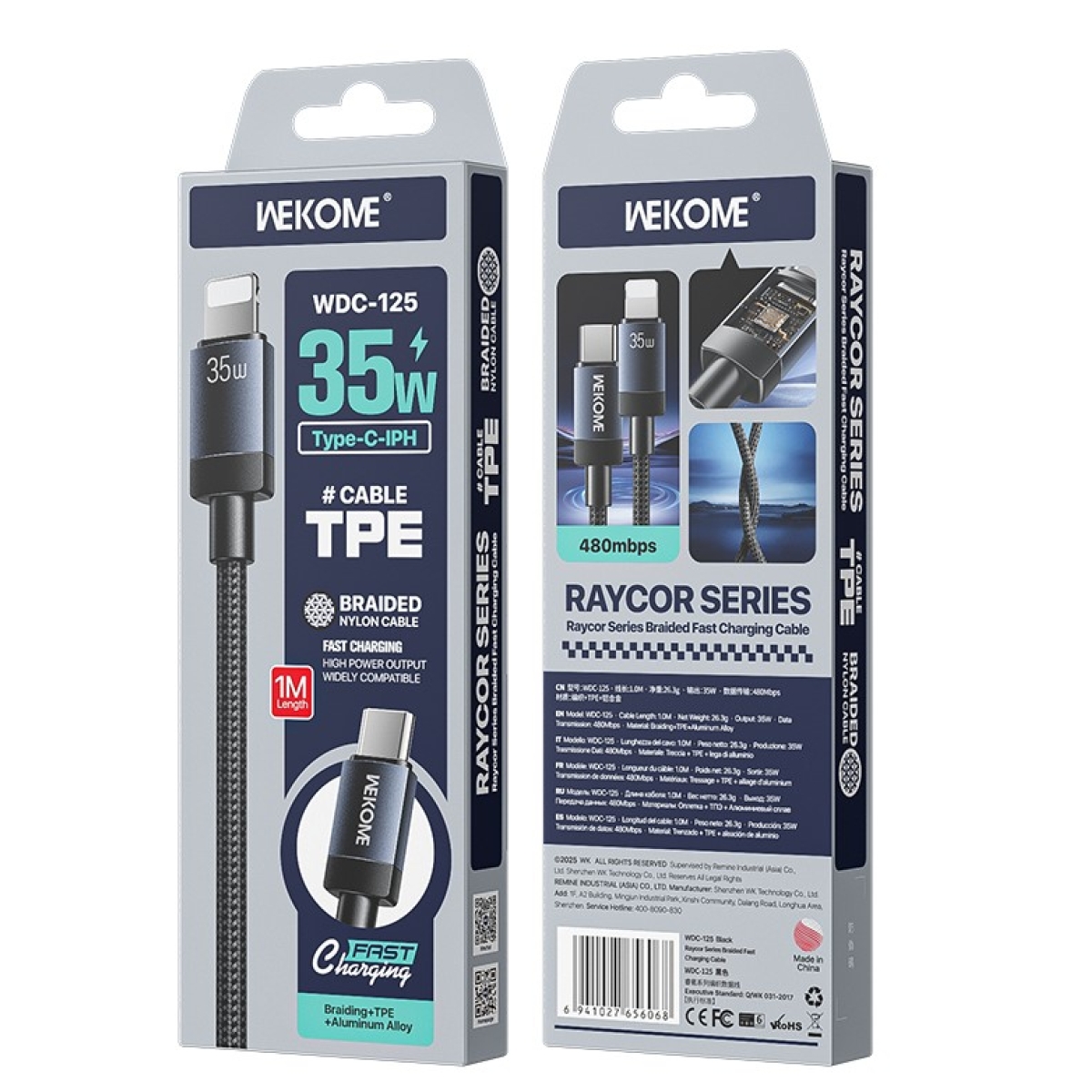 Καλώδιο Φόρτισης Και Δεδομένων USB-C Σε Lightning 1m 6A Wekome WDC-125 - Image 2