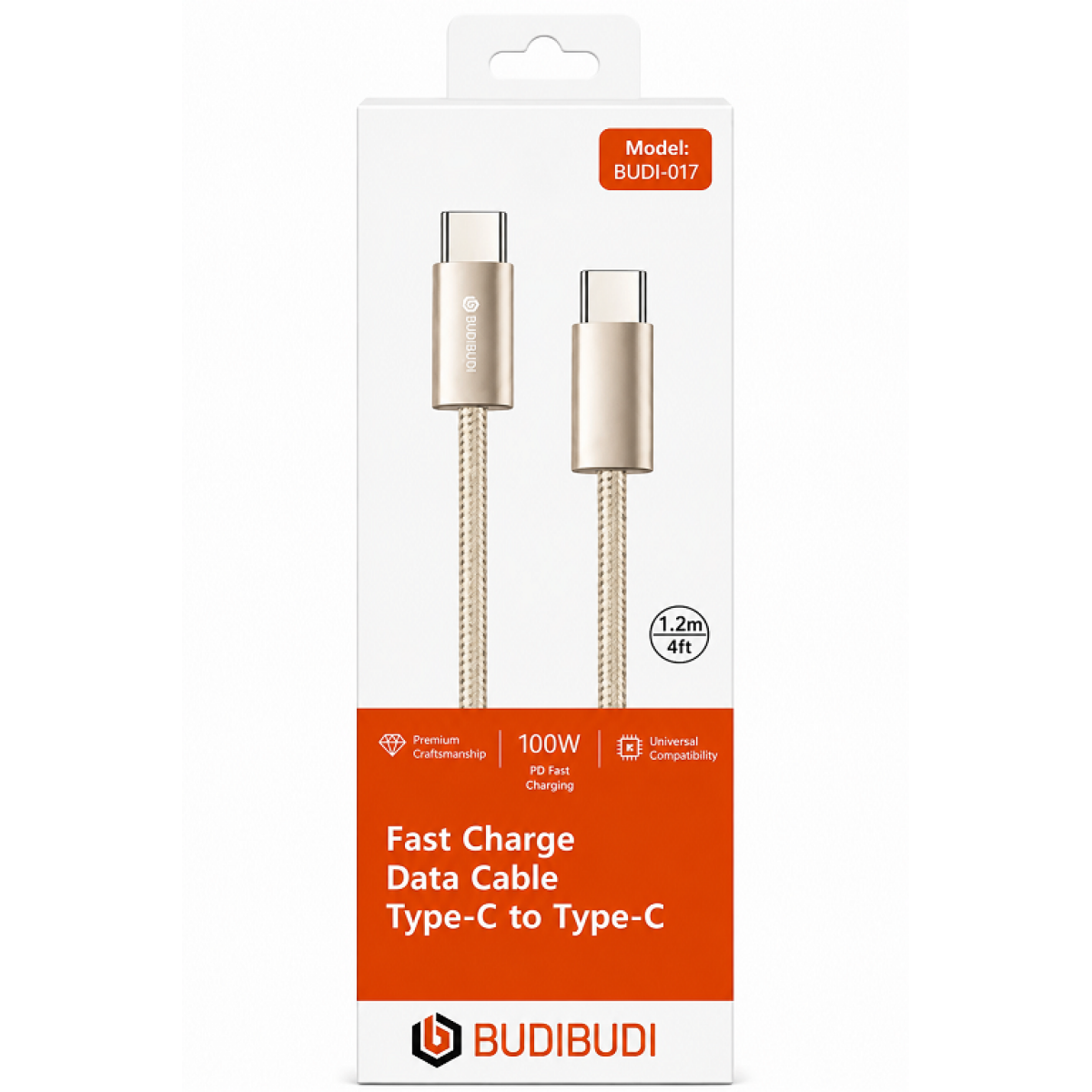 Καλώδιο Φόρτισης & Μεταφοράς Δεδομένων USB-C σε USB-C 100W 1.2m BUDIBUDI BUDI-017
