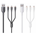 Καλώδιο Ταχείας Φόρτισης 3 Σε 1 USB-A Σε Type-C / Lightning / Micro USB 66W 1.2m Wekome WDC-119