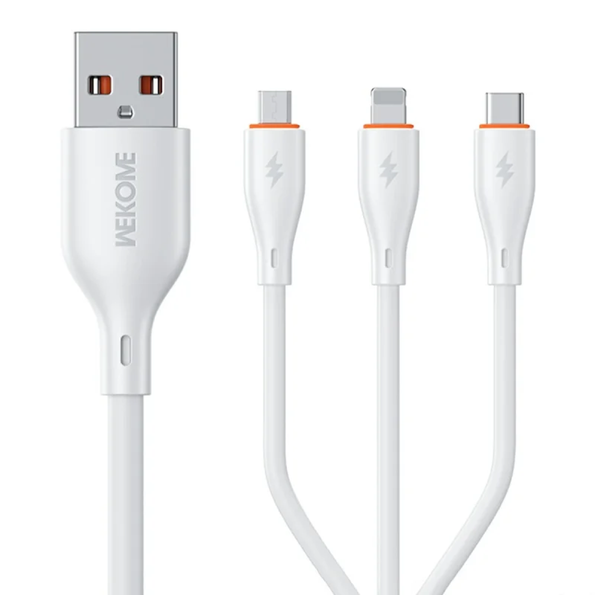 Καλώδιο Ταχείας Φόρτισης 3 Σε 1 USB-A Σε Type-C / Lightning / Micro USB 66W 1.2m Wekome WDC-119 - Image 5