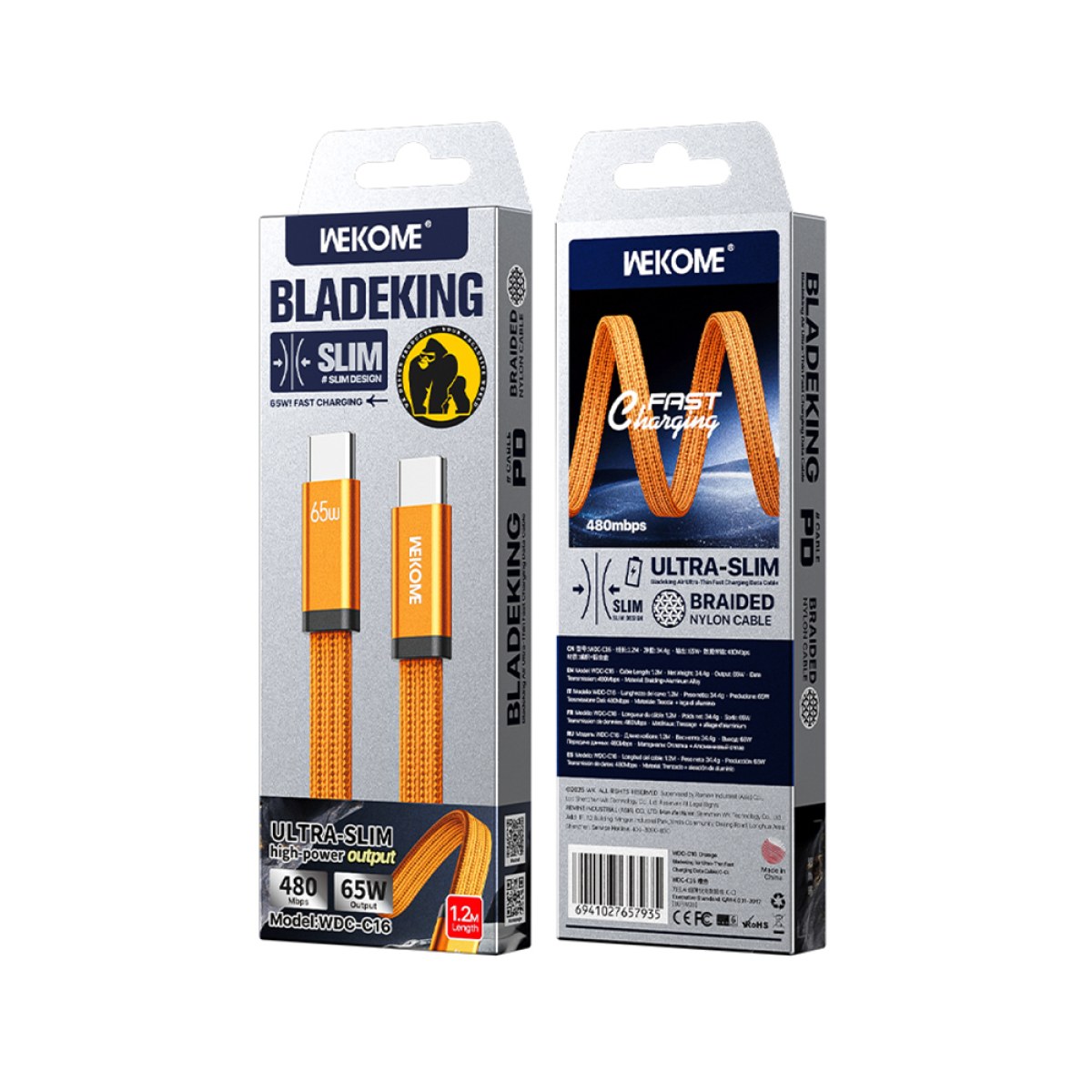 Καλώδιο Ταχείας Φόρτισης Type-C Σε Type-C 65W 1.2m Wekome WDC-C16 - Image 4