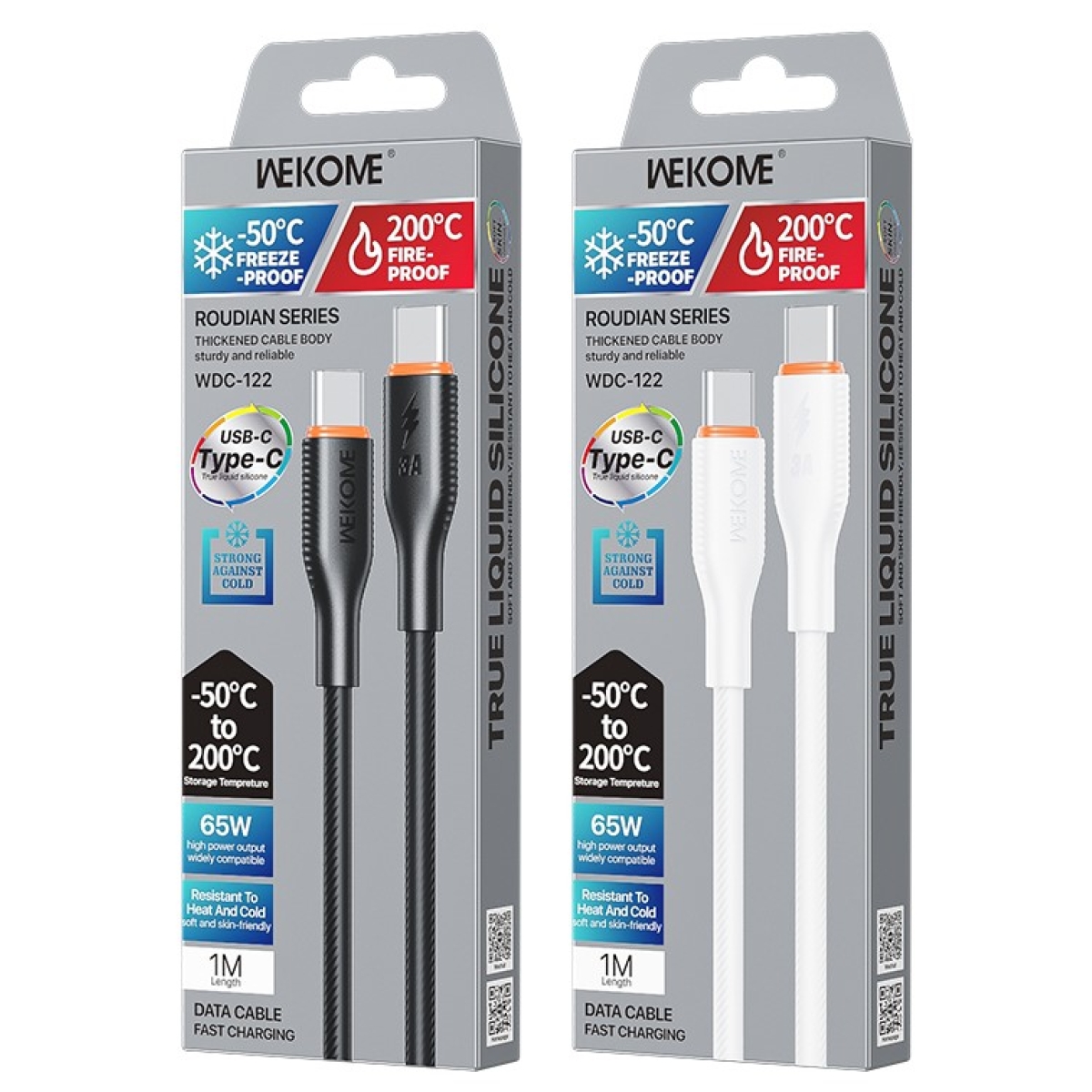 Καλώδιο Ταχείας Φόρτισης USB-C Σε USB-C 65W 1m Wekome WDC-122 - Image 2