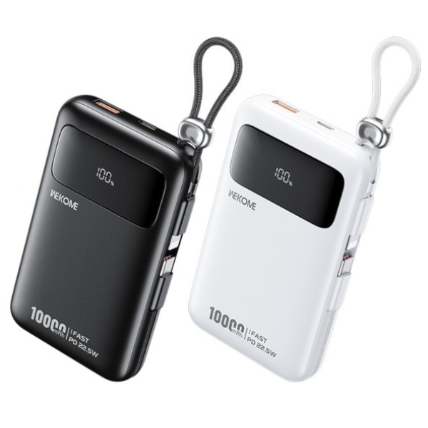 Power Bank 10000mAh Με Ενσωματωμένο Lightning Καλώδιο & Fast Charging Wekome AS-169