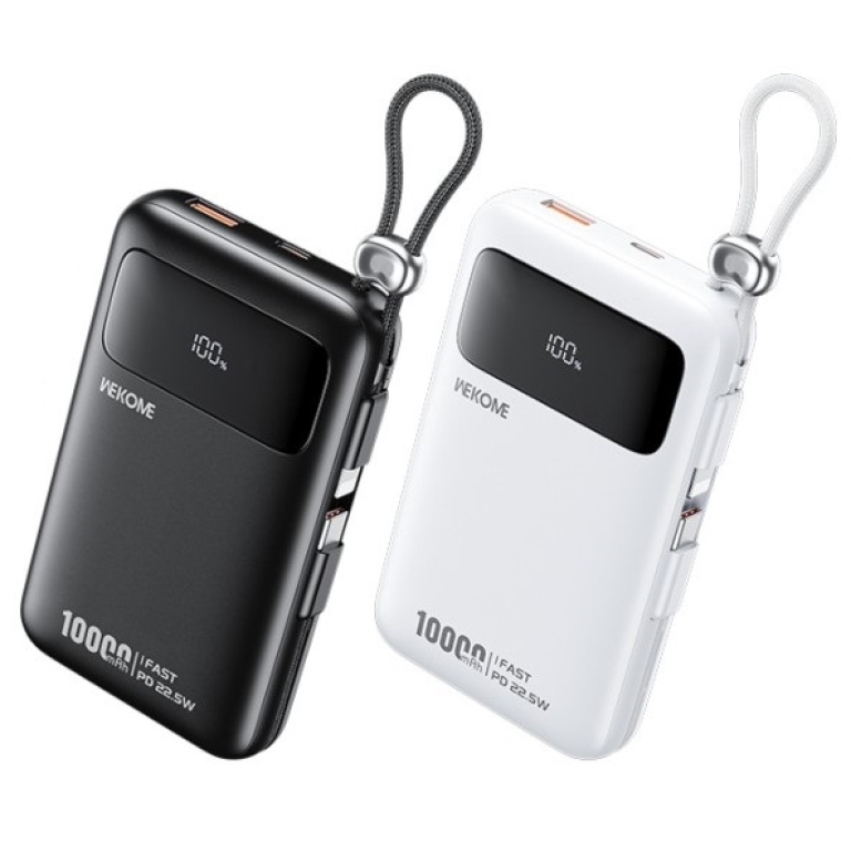 Power Bank 10000mAh Με Ενσωματωμένο Lightning Καλώδιο & Fast Charging Wekome AS-169