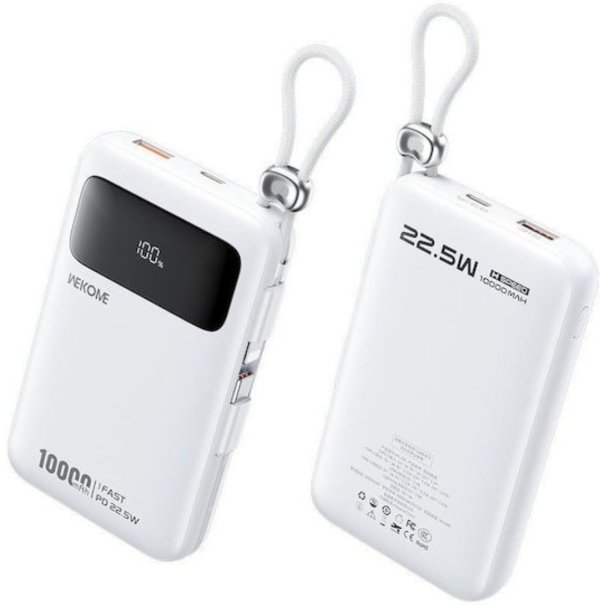 Power Bank 10000mAh Με Ενσωματωμένο Lightning Καλώδιο & Fast Charging Wekome AS-169 - Image 2