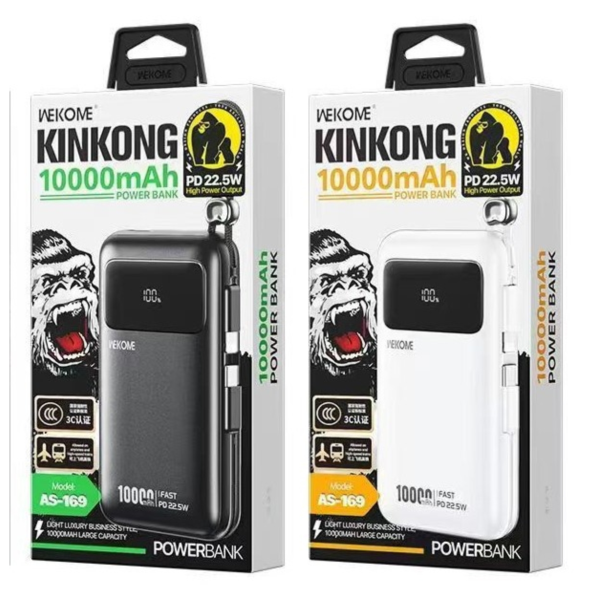 Power Bank 20000mAh Με Ενσωματωμένα Καλώδια Lightning Και Type-C Wekome AS-170 - Image 4