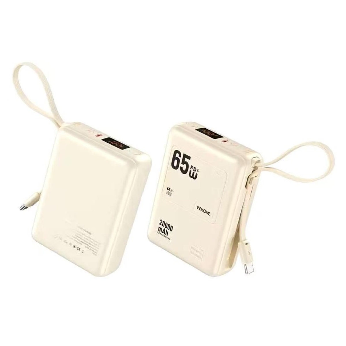 Power Bank Ταχείας Φόρτισης 20000mAh 65W Με Ενσωματωμένο Type-C Καλώδιο Wekome WP-117 - Image 7