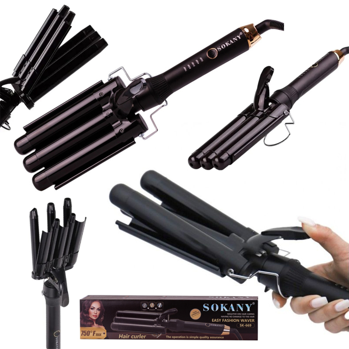 Ψαλίδι Μαλλιών για Μπούκλες 25mm Ceramic 50W Μαύρο Sokany sk-669 - Image 3