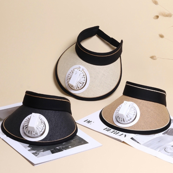 Ψάθινο Visor Καπέλο Με USB Ανεμιστήρα Και UV Προστασία 61000-3-3