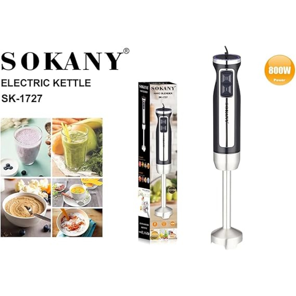 Ραβδομπλέντερ 800W Stainless Steel Μαύρο Sokany SK-1727 - Image 2