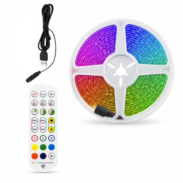RiXME RZ-5V-2501 RGB LED Ταινία 5m USB με Τηλεχειριστήριο 5050