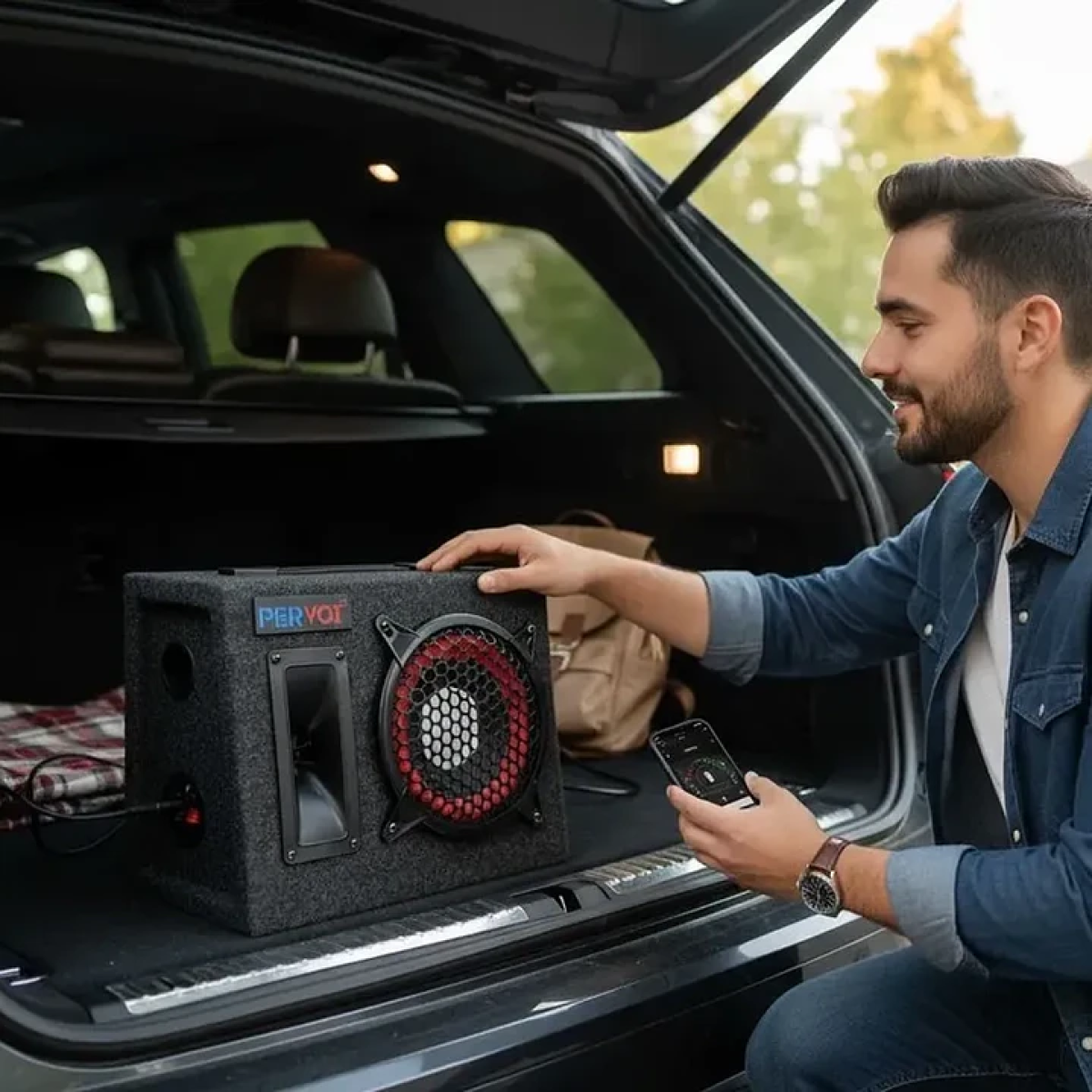 Subwoofer Αυτοκινήτου 1200W Με Διπλά Γούφερ 8" Pervoi - Image 4