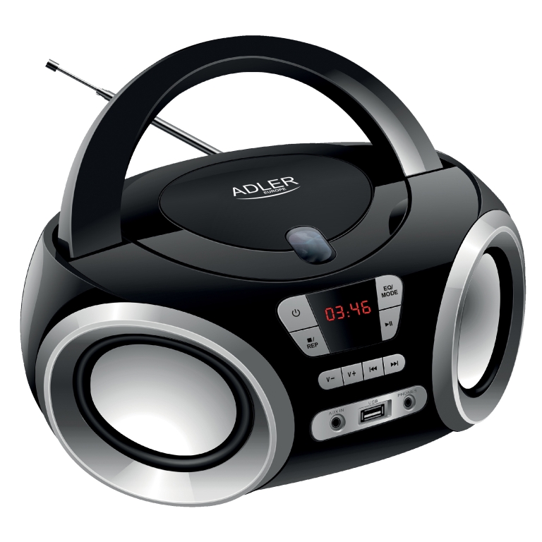 Adler Φορητό Ηχοσύστημα CD Boombox με CD / MP3 / USB / Ραδιόφωνο σε Μαύρο Χρώμα ad_1181 bk