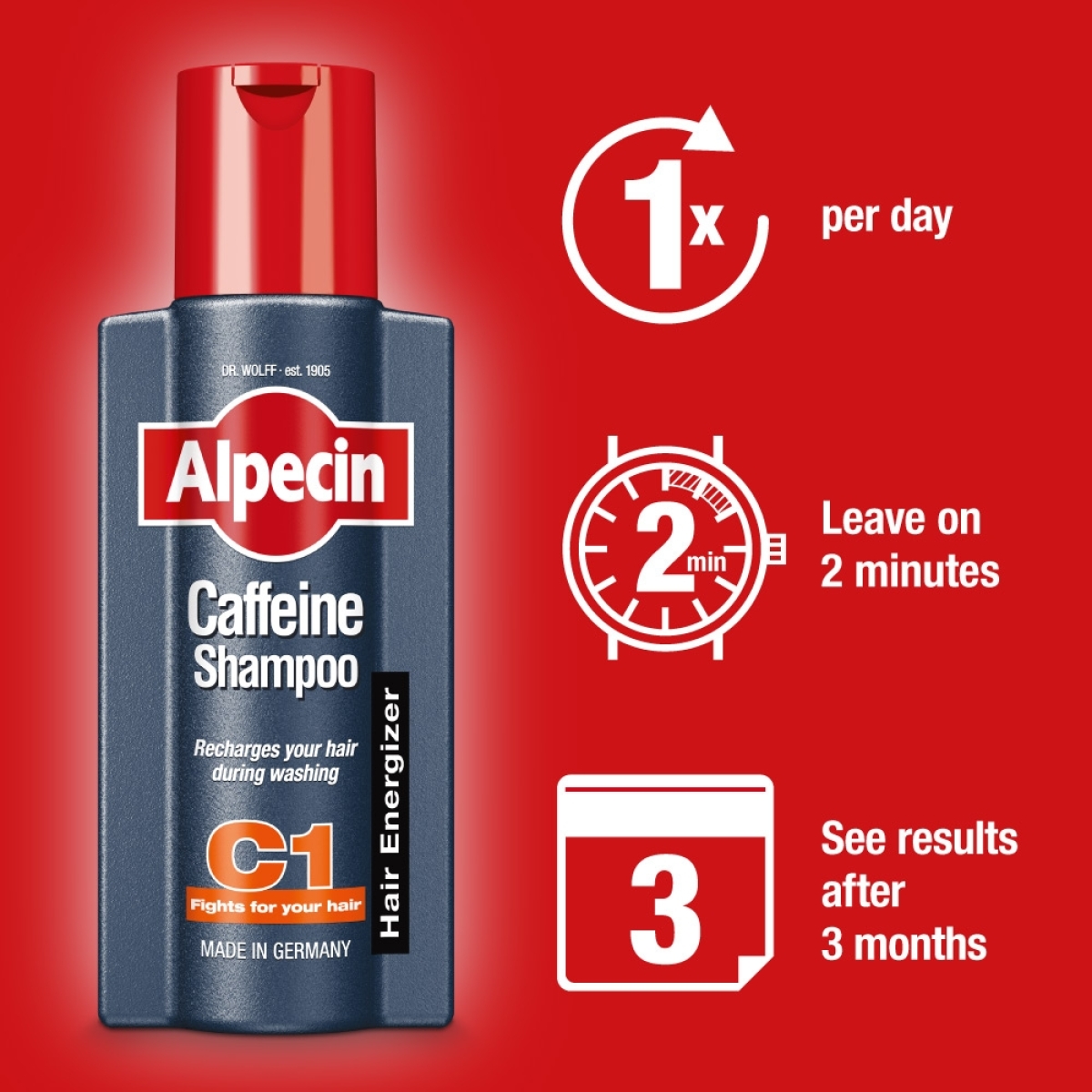 Alpecin C1 Caffeine Σαμπουάν κατά της Τριχόπτωσης για Όλους τους Τύπους Μαλλιών 250ml - Image 3
