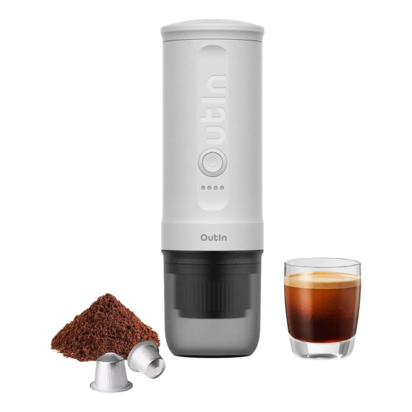 OUTIN NANO Επαναφορτιζόμενη Φορητή Μηχανή Espresso 20bar 12V/24V 80ml Pearl White OTEM-01-PW