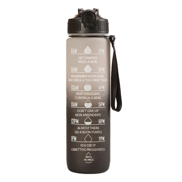 FITPADDY Αθλητικό Παγούρι Πλαστικό SMOKE GREY MOTIVATIONAL WATER BOTTLE 1L NQ9679
