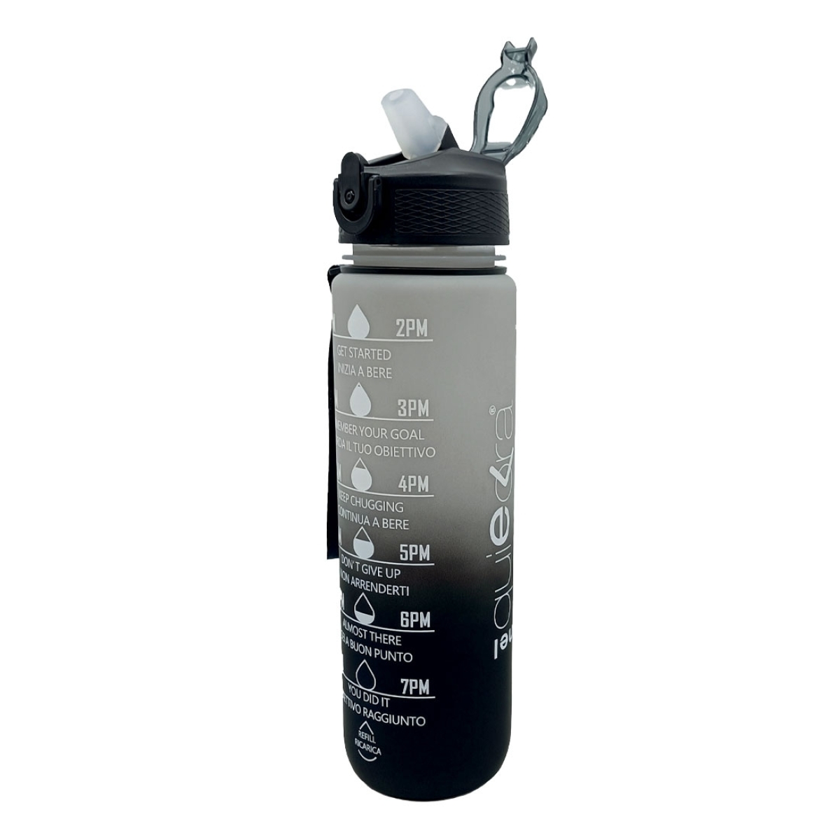 FITPADDY Αθλητικό Παγούρι Πλαστικό SMOKE GREY MOTIVATIONAL WATER BOTTLE 1L NQ9679 - Image 2
