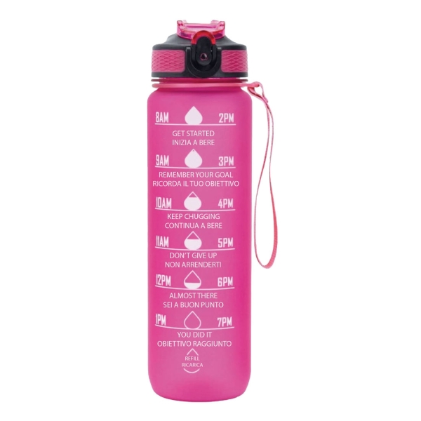 FITPADDY Αθλητικό Παγούρι Πλαστικό FUCHSIA MOTIVATIONAL WATER BOTTLE 1L NQ9687