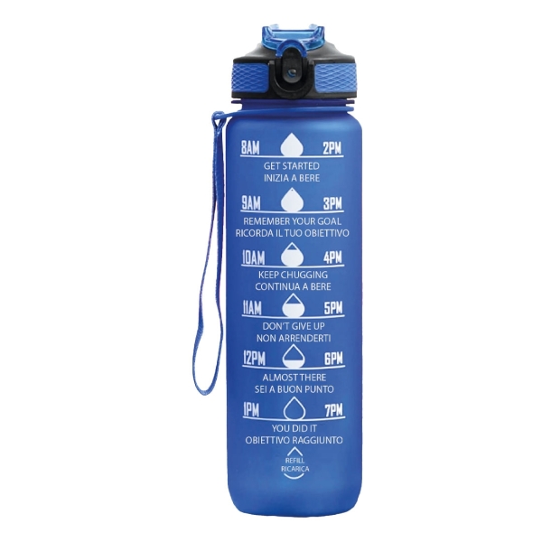FITPADDY Αθλητικό Παγούρι Πλαστικό BLUE MOTIVATIONAL WATER BOTTLE 1L NQ9686