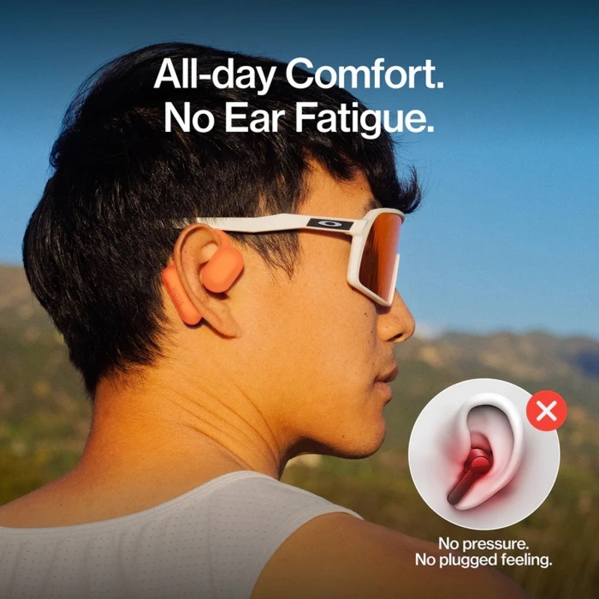 STATIK Aktive Ακουστικά True Wireless Open Bluetooth Earbuds Blaze Orange PUP-0705-ORG - Image 4