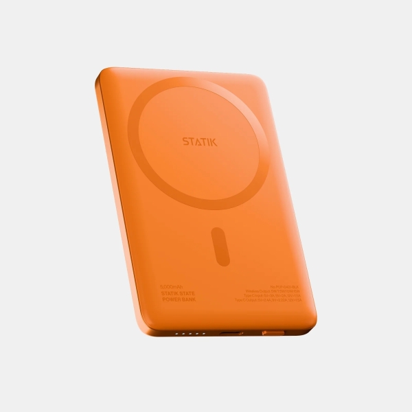 Statik State Portable Charger Power Bank 5000mAh Συμβατό με MagSafe 15W Orange PUP-0431-V2-ORG