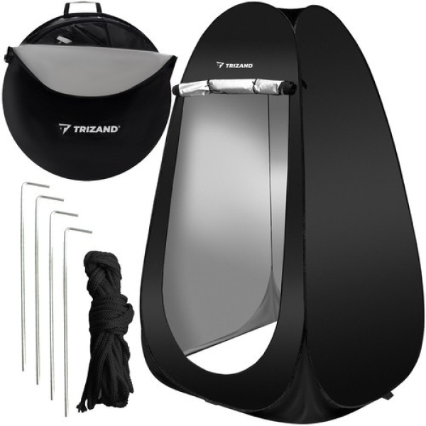 Αδιάβροχη Pop-Up Σκηνή Τουαλέτας-Ντουζ Camping Μαύρη 110x110x190εκ. 00023492