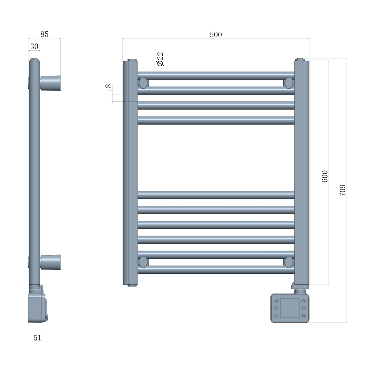 Adler Ηλεκτρικό Καλοριφέρ Μπάνιου (Πετσετοκρεμάστρα) 400W 10 Στοιχείων Λευκό AD_7823 - Image 2