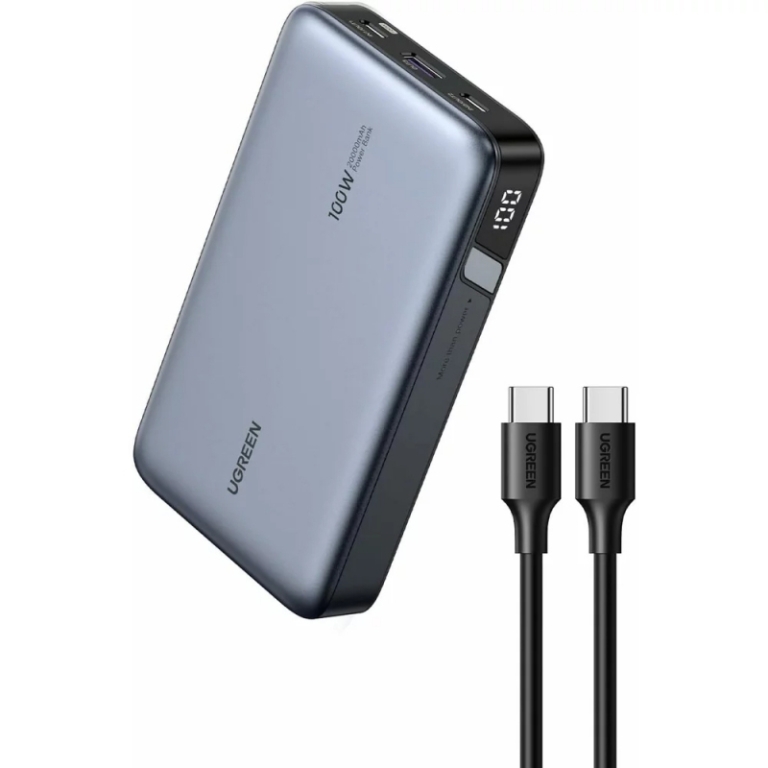 Ugreen PB720 Power Bank 20000mAh 100W με Θύρα USB-A και 2 Θύρες USB-C Power Delivery / Quick Charge 2.0 / Quick Charge 3.0 Γκρι