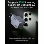 Ugreen Φορτιστής Χωρίς Καλώδιο GaN με 2 Θύρες USB-C 45W Power Delivery / Quick Charge 3.0 Γκρι (Nexode Pro) - Image 3