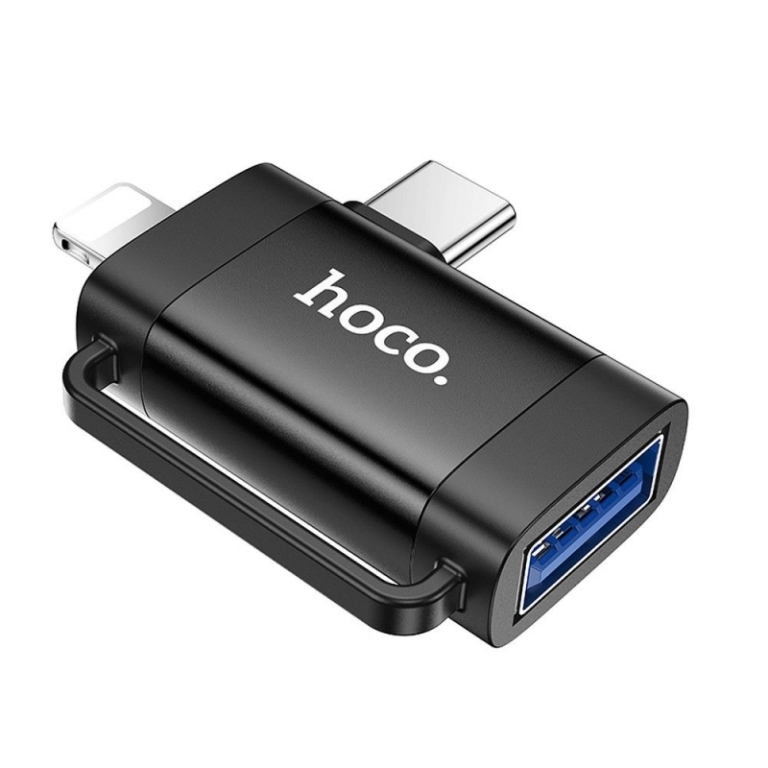 Hoco OTG 2in1 Μετατροπέας Lightning / USB-C male σε USB-A female 1τμχ