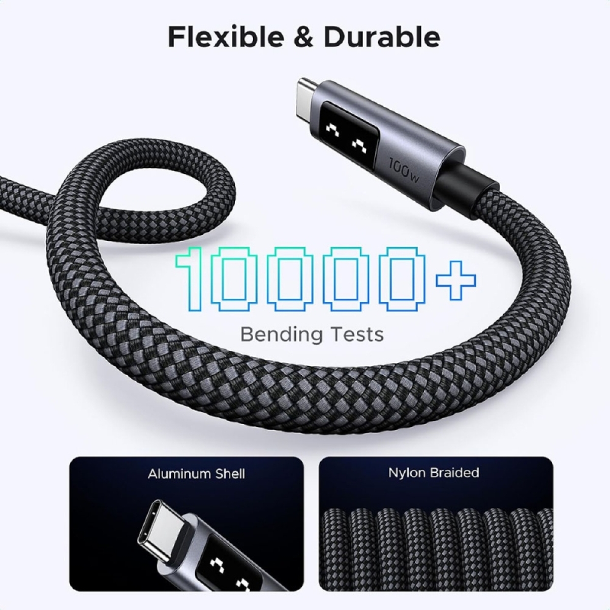Ugreen LED USB 2.0 Cable USB-C male - USB-C 100W PD Μαύρο 1m 35501 - Image 4