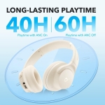 Soundcore by Anker Q20i Ασύρματα / Ενσύρματα Over Ear Ακουστικά με 40 ώρες Λειτουργίας και Quick Charge Λευκά - Image 3
