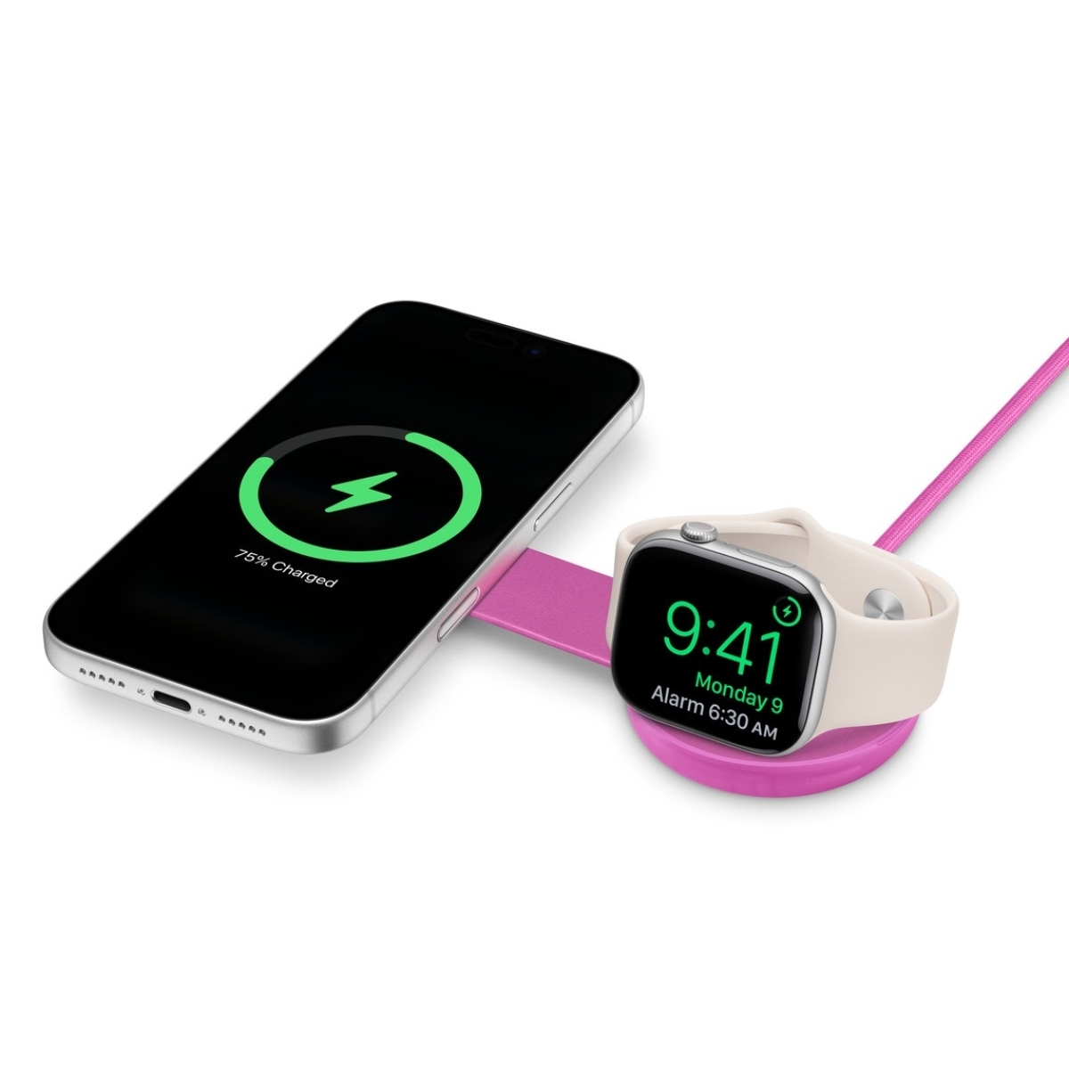 Twelve South ButterFly SE 25W Ασύρματος Φορτιστής 2 Θέσεων iPhone/AppleWatch Συμβατός με Magsafe Translucent (Fuchsia) TS-2634 - Image 2