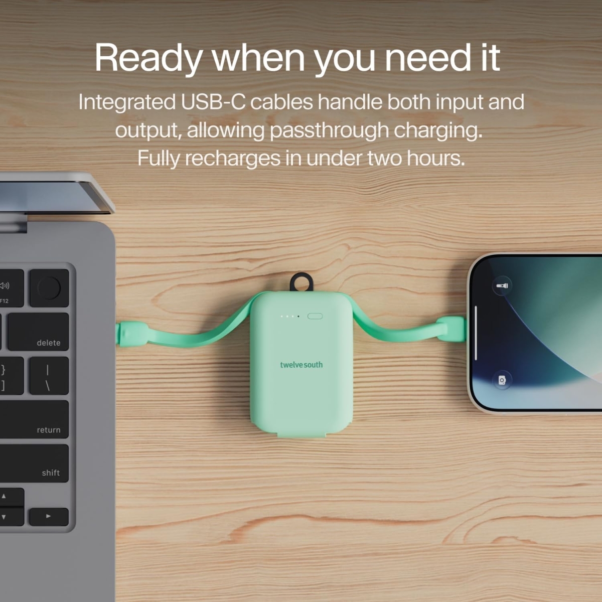 Twelve South PowerClip Power Bank 2000mAh (Mint) TS-2575 - Image 4