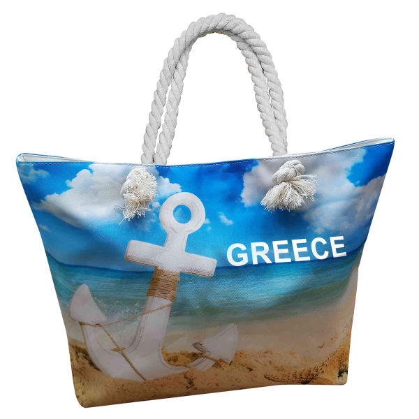 Τσάντα Παραλίας Μεγάλη Greece Άγκυρα 58x37x16cm SummerTiempo 622761 - 1 τμχ