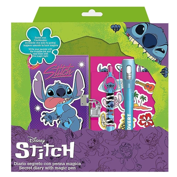 Σημειωματάριο με Λουκέτο & Μαγικό Στυλό σετ Stitch 23,5x22x5,5cm Stitch - 1 τμχ