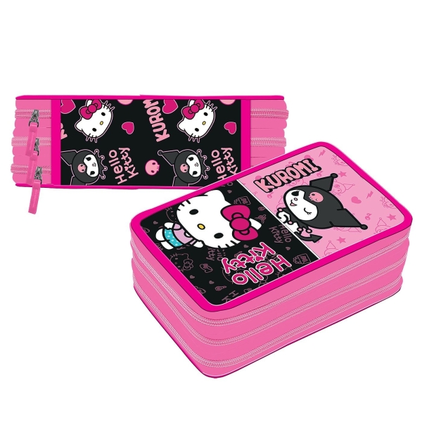 Κασετίνα Γεμάτη Τριπλή Hello Kitty με Kuromi 19,5x12,5x6cm Kuromi 119652G - 1 τμχ