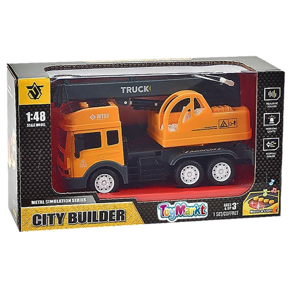 Die Cast Friction Γερανός με φως + ήχο 27x15x10cm ToyMarkt 902245 - 1 τμχ