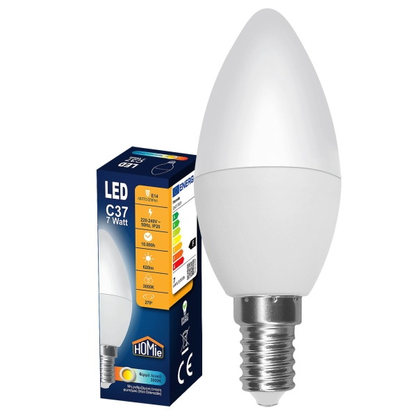 Λάμπα LED C37 Ε14 Θερμό Λευκό 7W  Homie 108534 - 1 τμχ