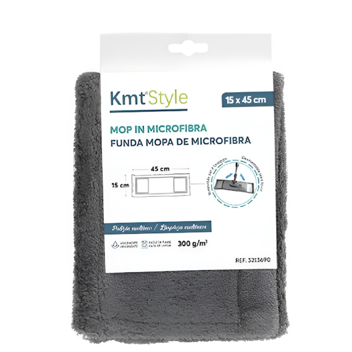 Ανταλλακτικό Πανί Σφουγγαρίστρας Microfiber 45x15cm Γκρι 3213690 - Image 2
