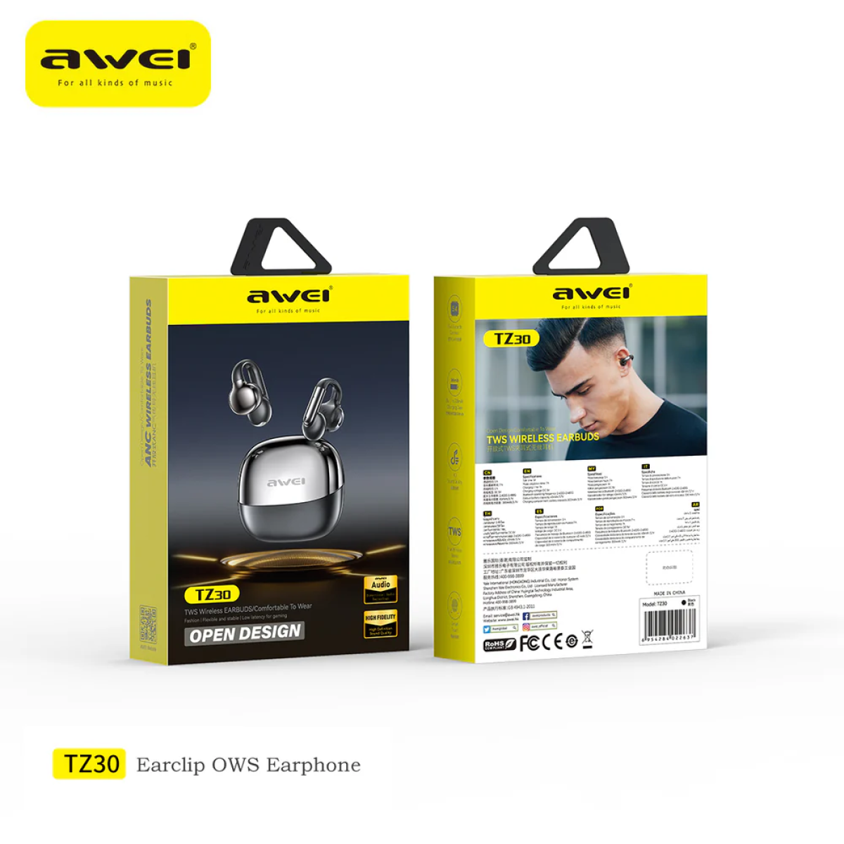 Ασύρματα OWS Open Ear Ακουστικά Ear Clip με Διπλό Μικρόφωνο ENC Awei TZ30 - Image 3