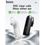 Bluetooth 6.0 Μονό Ασύρματο Handsfree Ακουστικό ENC με Διπλό Μικρόφωνο HOCO E201 - Image 2