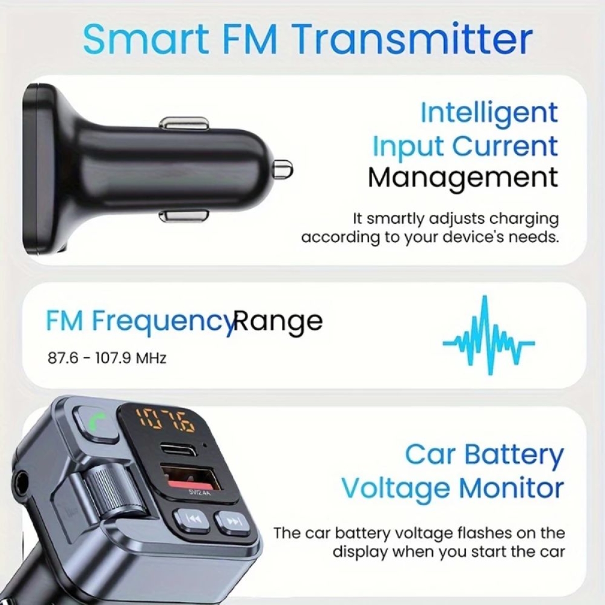 Bluetooth FM Transmitter Αυτοκινήτου με MP3 και 2 USB - HM101