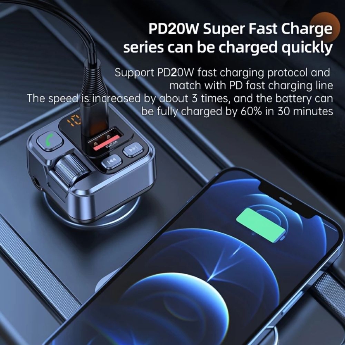 Bluetooth FM Transmitter Αυτοκινήτου με MP3 και 2 USB - HM101