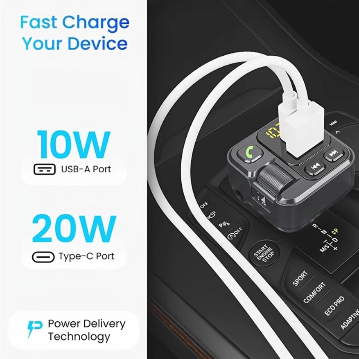 Bluetooth FM Transmitter Αυτοκινήτου με MP3 και 2 USB - HM101