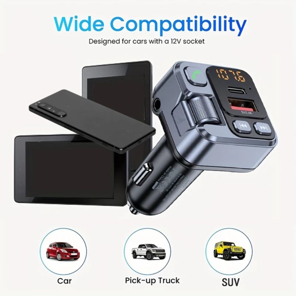 Bluetooth FM Transmitter Αυτοκινήτου με MP3 και 2 USB - HM101
