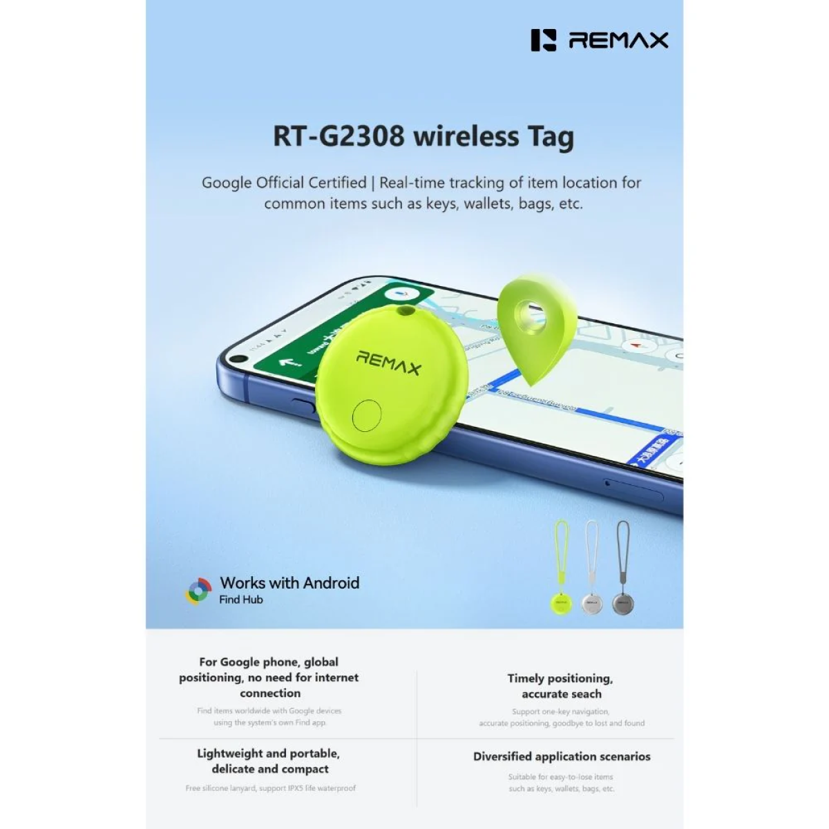 Bluetooth Tracker Εντοπισμού Αντικειμένων Google Find Hub Remax RT-G2308 - Image 5